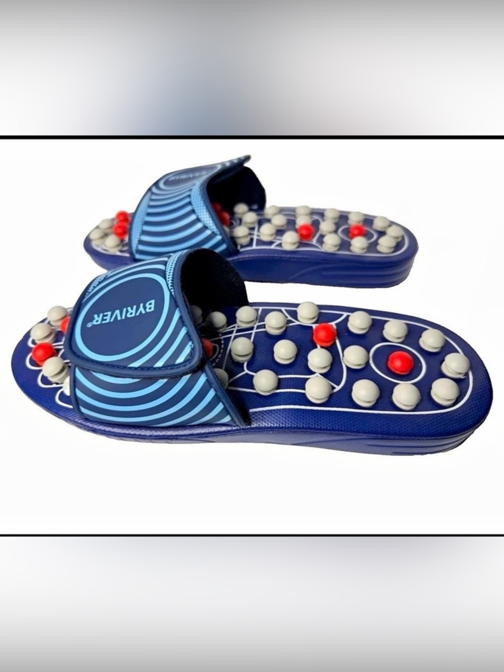 BYRIVER Acupressure Foot Massage Slippers Blue & Red Size L 9.5-11
